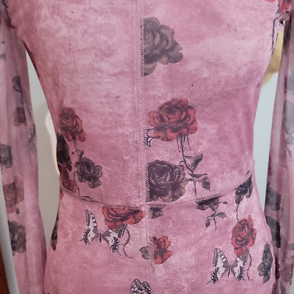 Forever 21 Long Sleeve Floral Dress in Mauve - Picture 4 of 13